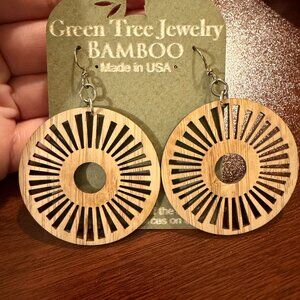 Green Tree Bamboo Earrings "Tribal Sun"